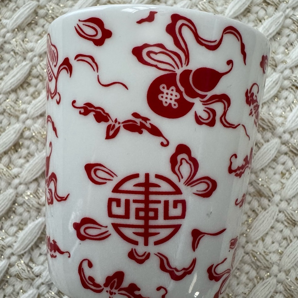Red and White Ceramic Art Cup
